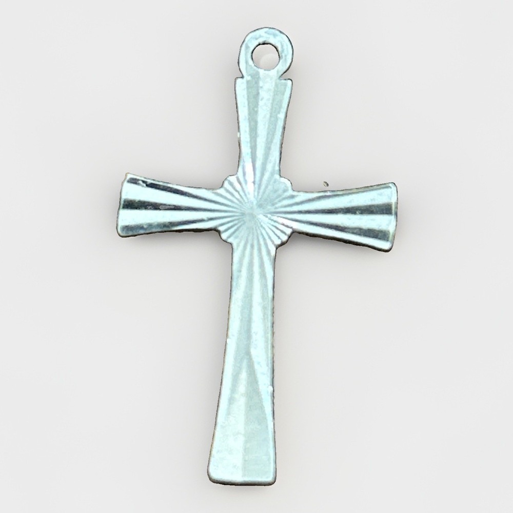W.E.H. S.S. Sterling Silver Cross Pendant Vintage Engraved Sunburst